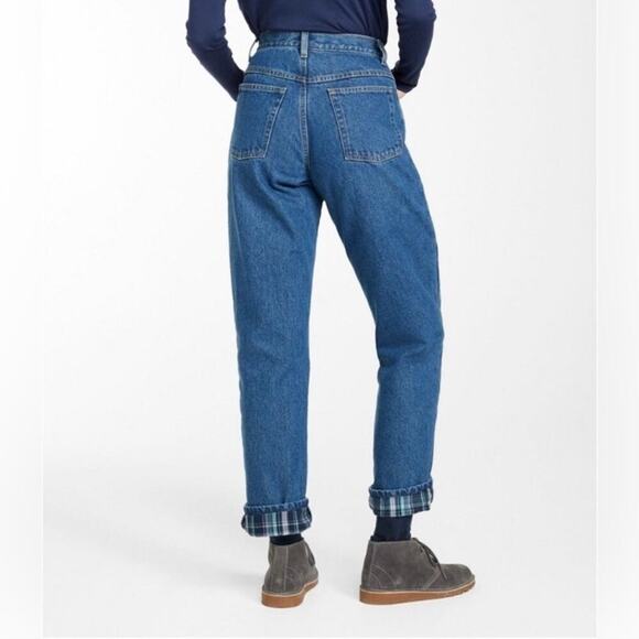 L.L. Bean Womens Vintage 90s Plaid Flannel Lined Jeans High Waisted Tapered Leg - Picture 5 of 16